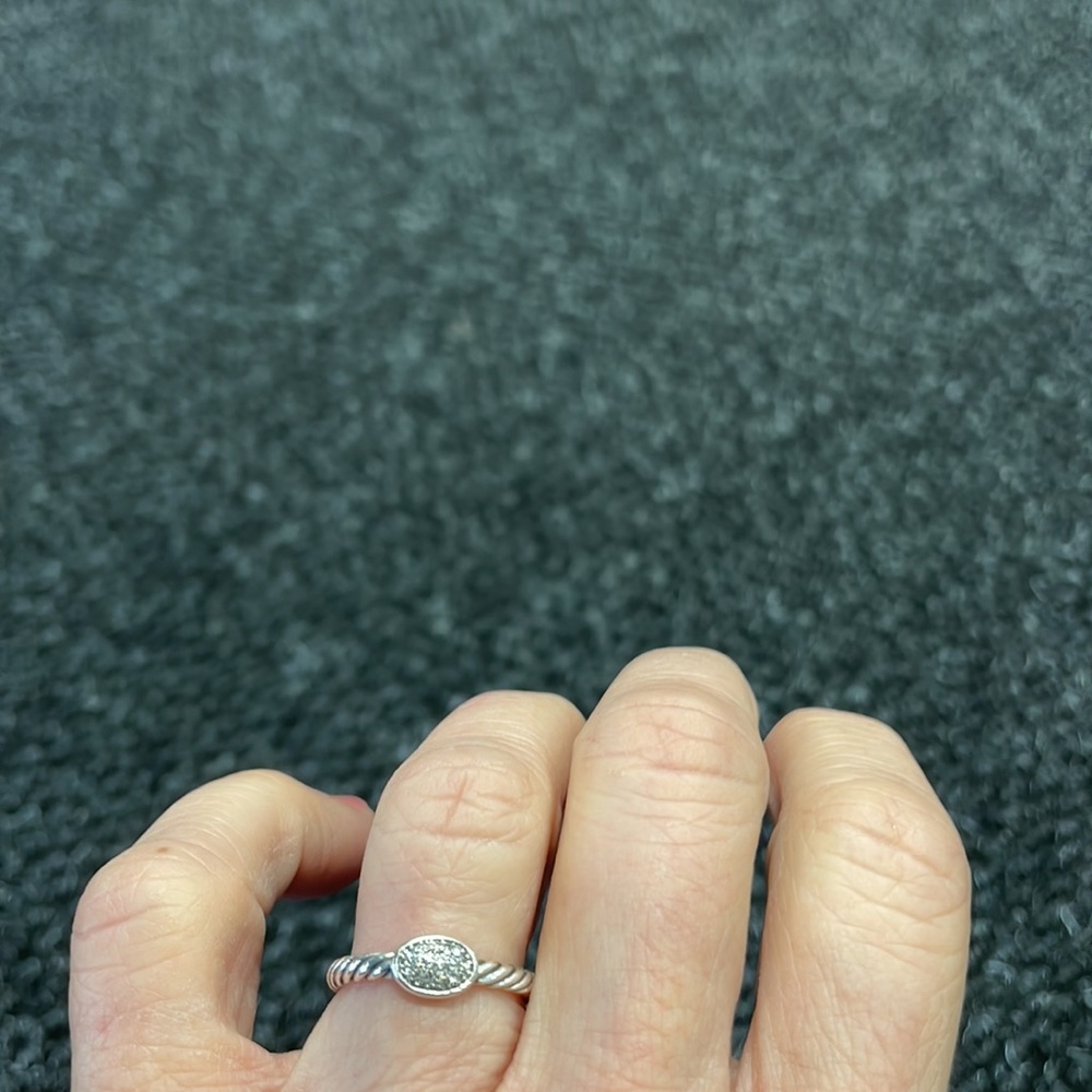 David Yurman silver diamond stack ring. - Picture 4 of 4